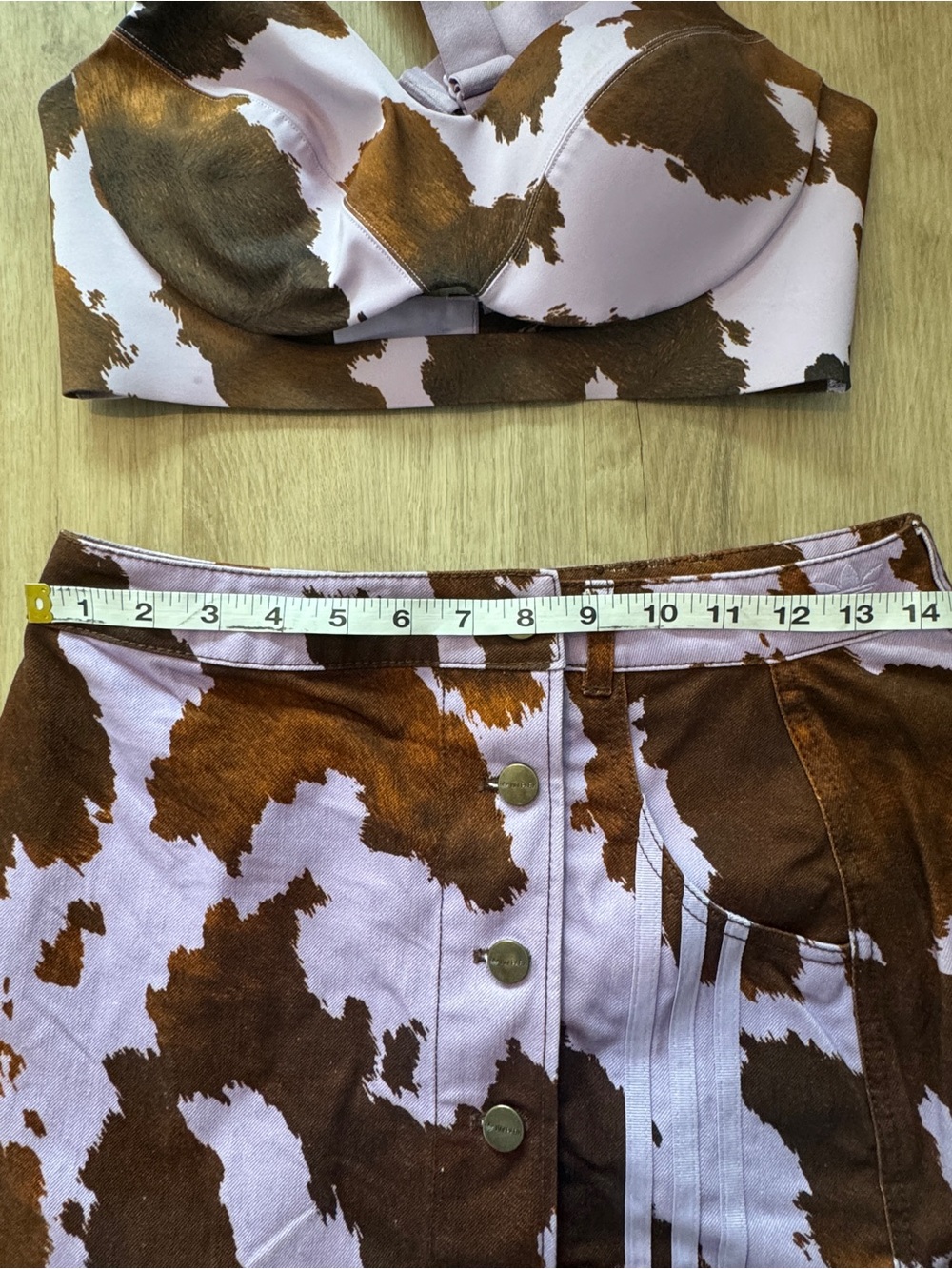 Adidas x Ivy Park Rodeo Cow Print Skirt & Bra Set M - Picture 8 of 16